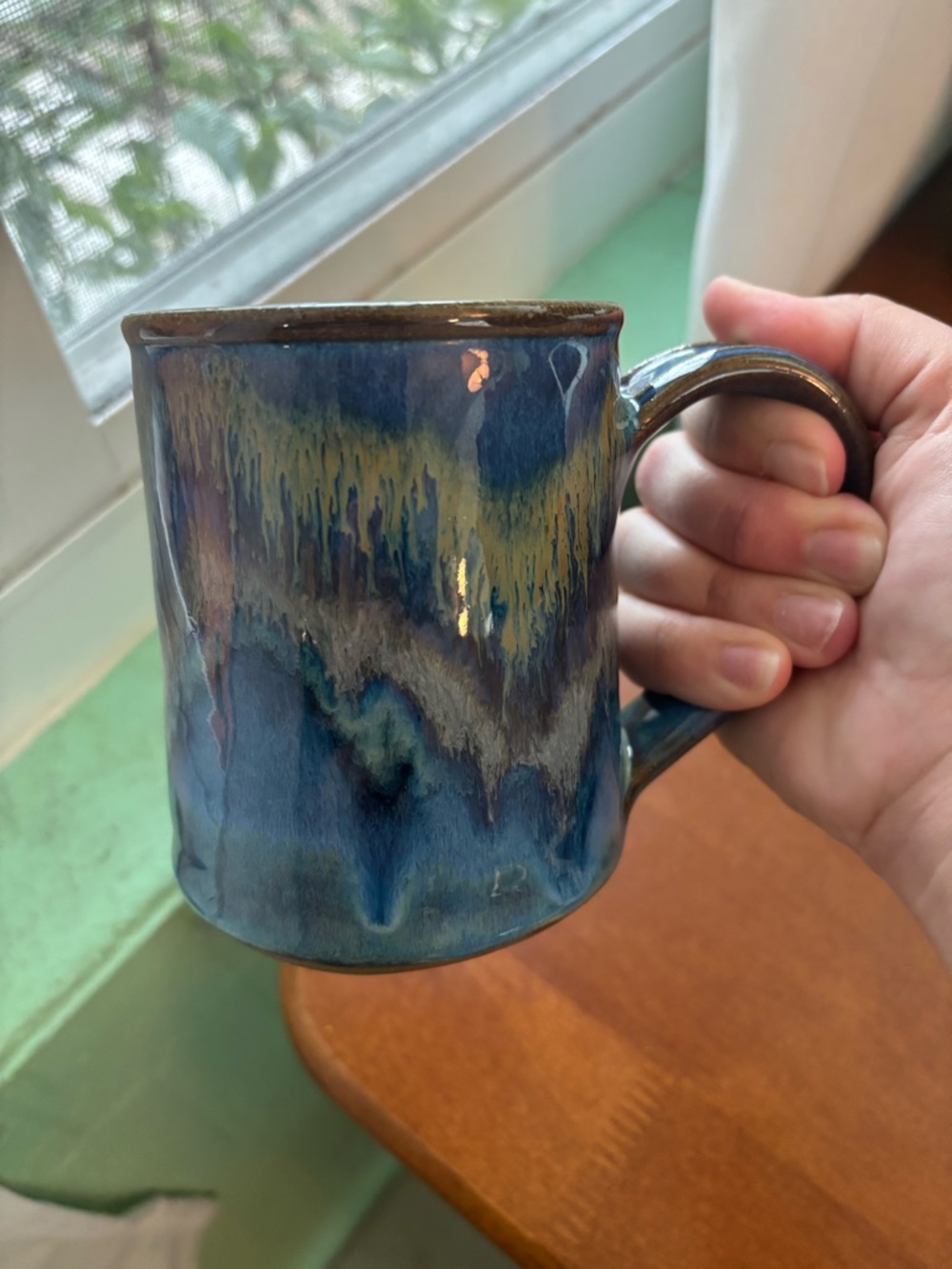 Handmade Artisan Blue Gradient Lead free Glaze Ceramic Coffee Mug Unique Heavy